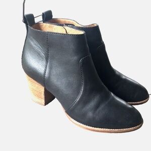 Madewell Womens 7.5 Brenner Black Leather Ankle Boots Bootie